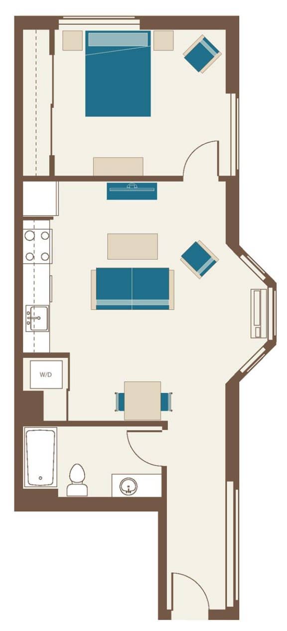 Floorplan-One Bedroom C4-Amazing one bedroom with southestern exposure and bay window