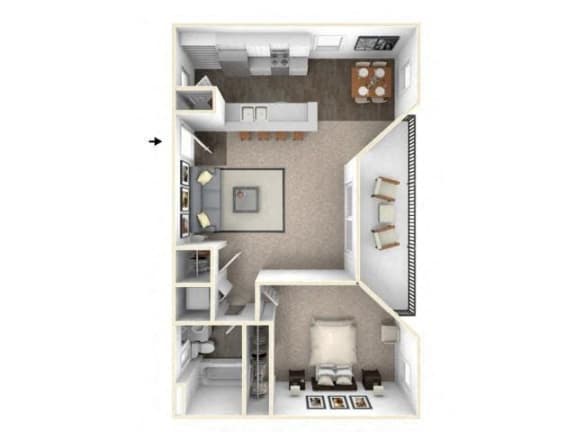 1 bed 1 bath floor plan A1 RENOVATED