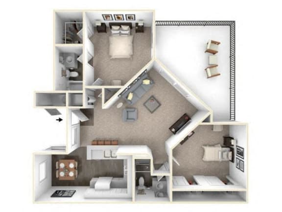 2 bed 2 bath floor plan B2