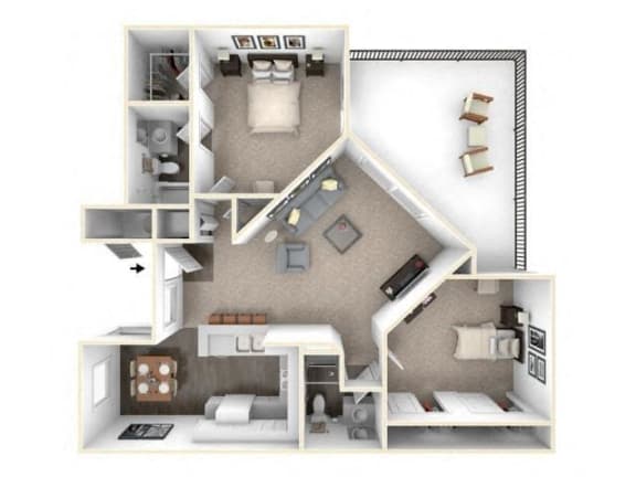 2 bed 2 bath floor plan B2 RENOVATED