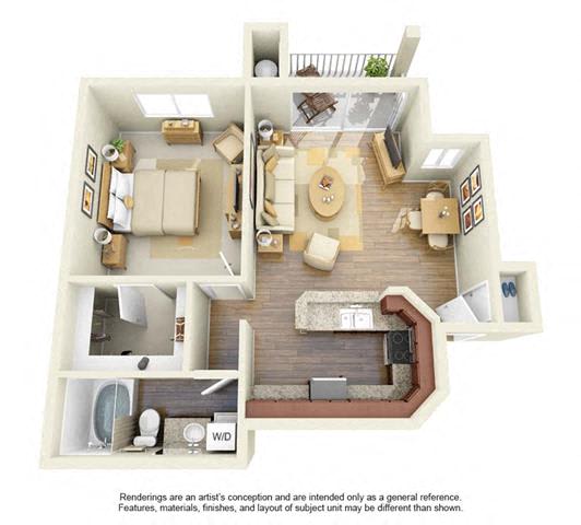 1 BED 1 BATH - A3R floorplan