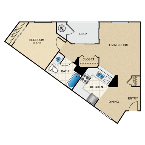 1 bed 1 bath B floorplan