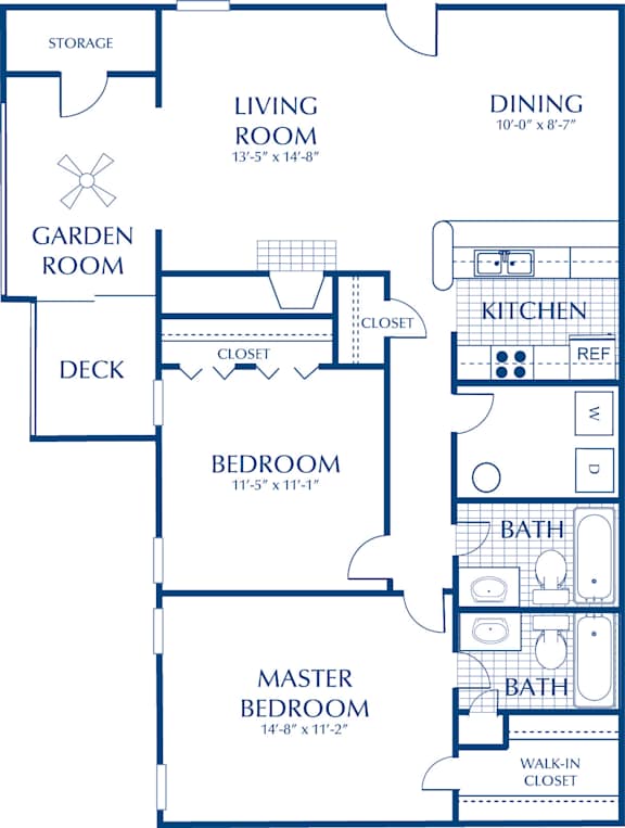 A blueprint of a house layout with labeled rooms such as a kitchen, living room, and bathrooms.