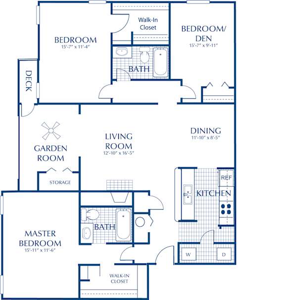 A blueprint of a house with labeled rooms and dimensions.