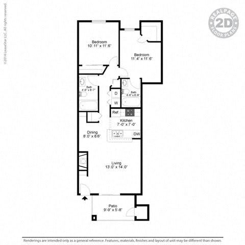 B1R 2/2 floorplan