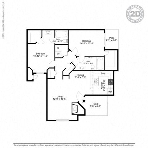 B3R 2/2 floorplan