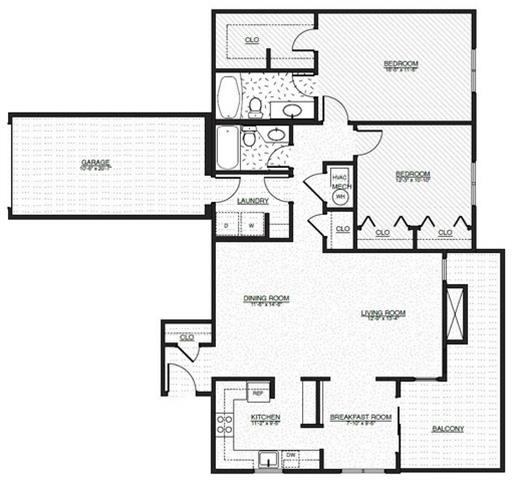 THE EGRET WITH GARAGE, 2 br, 2 ba, 1320 sq. ft.