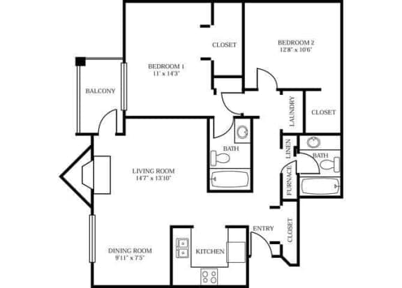 A black and white image of a floor plan for a house.