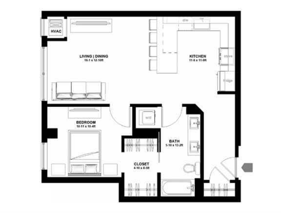 A5I, 1 br / 1 ba