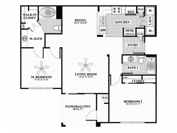 B2-Cholla Paseo 1085 2 BED / 2 BATH 1085 SQ.FT floor plan
