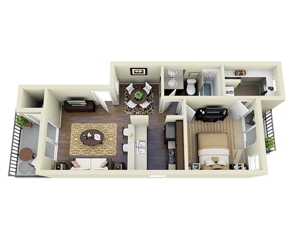 Pier A1 1 Bed 1 Bath 658 SQ.FT. floor plan