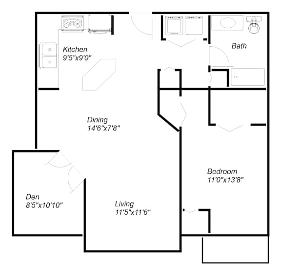 A black and white image of a floor plan for a house with labeled rooms.