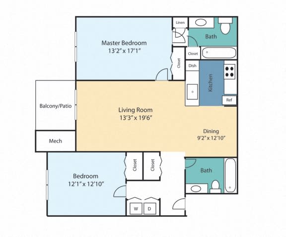 a floor plan of a two bedroom apartment
