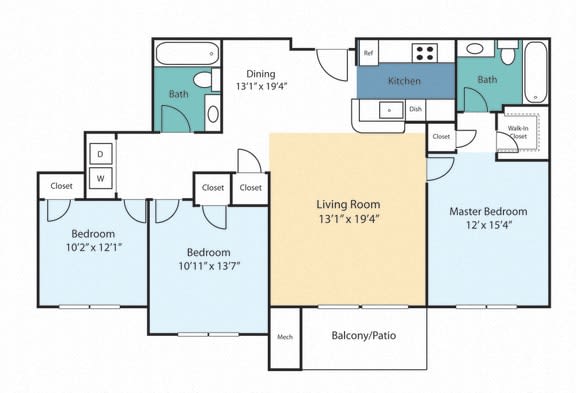 Floor Plan  a floor plan of a home with two bedrooms and two bathrooms