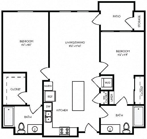 2B	2 / 2 floorplan
