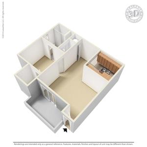 Cameo, 1 br, 1 ba, 520 sq. ft. floor plan