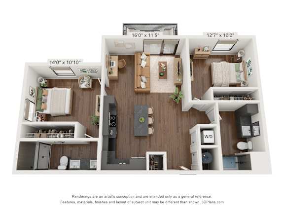 The Clover 2 Bedroom Caraway