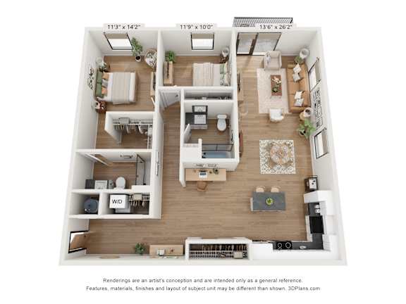 The Clover 2 Bedroom Chicory