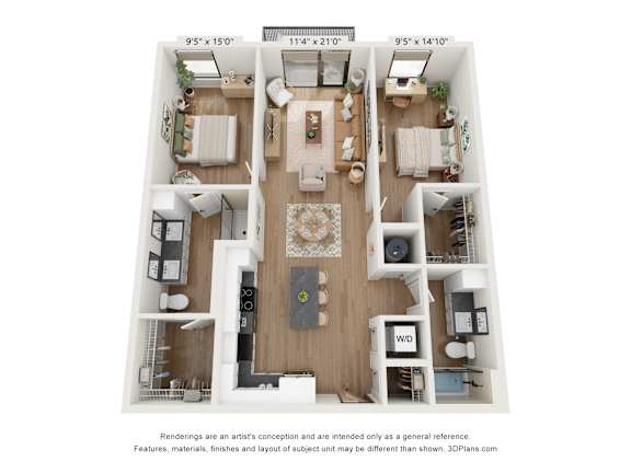 The Clover 2 Bedroom Lavender