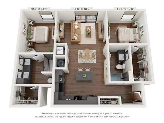 The Clover 2 Bedroom Sage