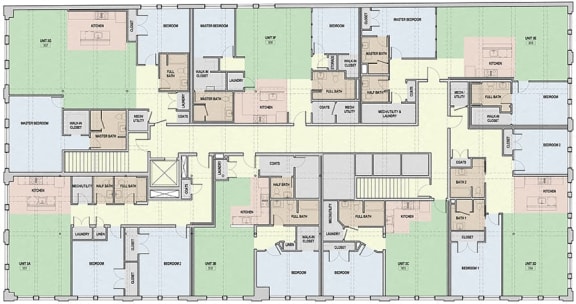 a floor plan of a building with different floors