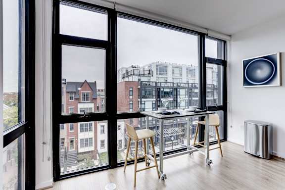 Floor to ceiling windows at The Shay Apartments in Washington, DC 20001