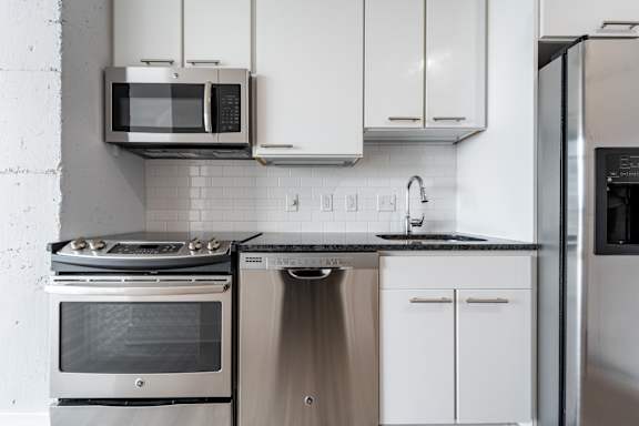 Two kitchen finish options at Lex and Leo at Waterfront Station in Southwest Waterfront in Washington DC 20024