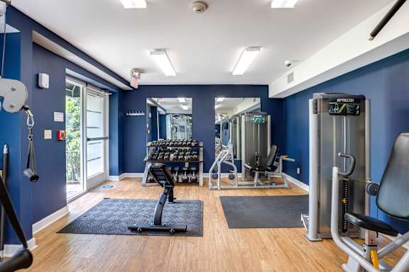 a gym with strength equipment at Park Crest Apartments, District of Columbia 20007