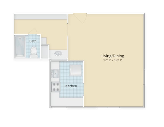 a floor plan of a room with a bedroom and a kitchen