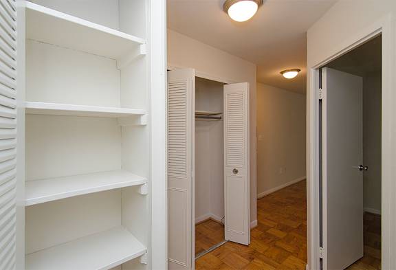Spacious hallway closets at Legation House Apartments in the Chevy Chase neighborhood in Washington, DC  20015