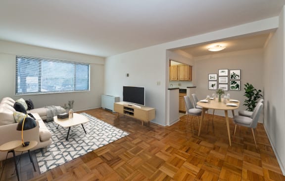 Wood Floor Living Room at Livingston, Washington, DC, 20015