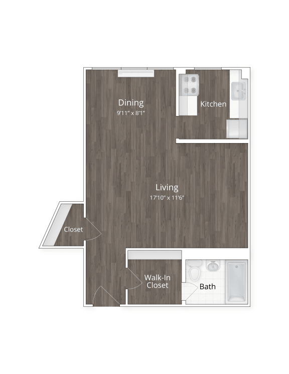 0 Bedroom 1 Bathroom Floor Plan at 1500 Arlington, Arlington, VA