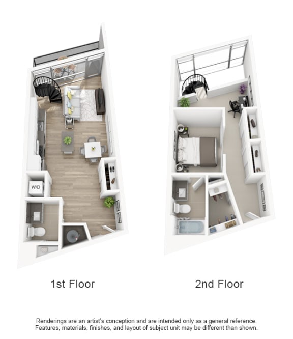 a floor plan of a 1st and 2nd floor apartment  at The Shay, Washington, DC 20001