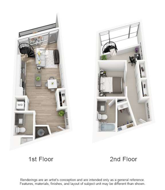 a floor plan of a 1st and 2nd floor apartment