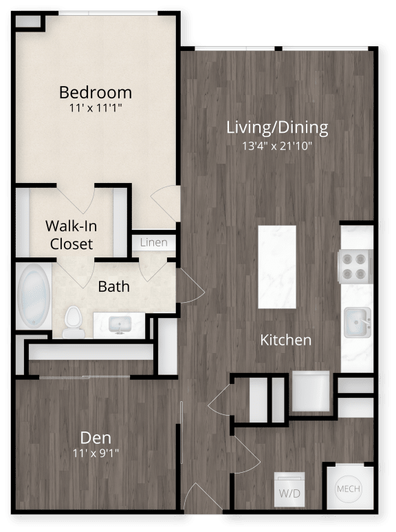 One Bedroom with Den at Valo Apartments, Washington, 20024
