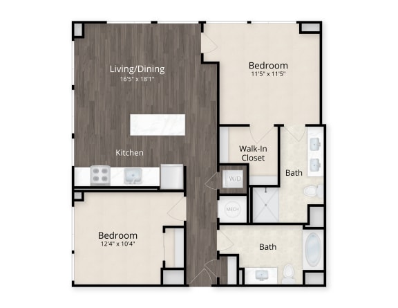 Two Bedroom at Valo Apartments, Washington, 20024