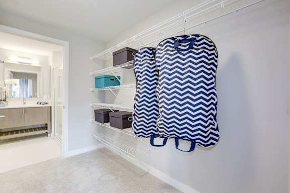 Walk-in closet at the Valo Apartments at the Southwest Waterfront in Washington DC 20024