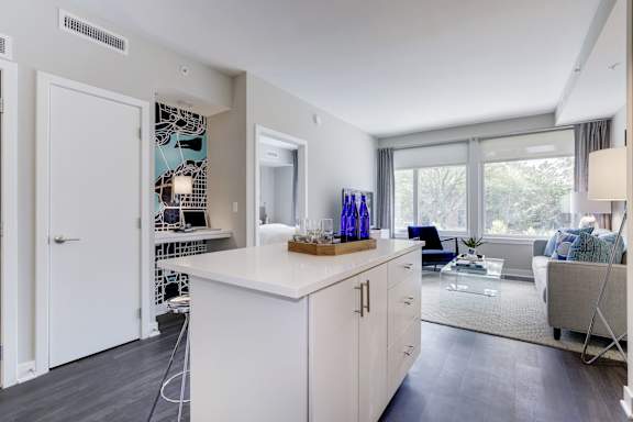 Kitchen island at the Valo Apartments at the Southwest Waterfront in Washington, DC 20024