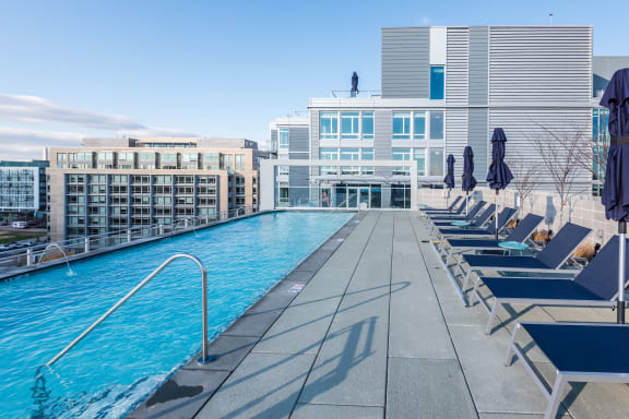 A swimming pool on the roof of a building at Valo Apartments, Washington, District of Columbia