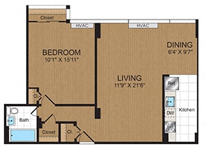 One-Bedroom 1B2 Floorplan One-Bedroom 1B2 Floorplan at Connecticut Park Apartments