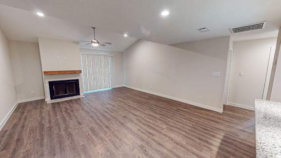 Living room with a fireplace