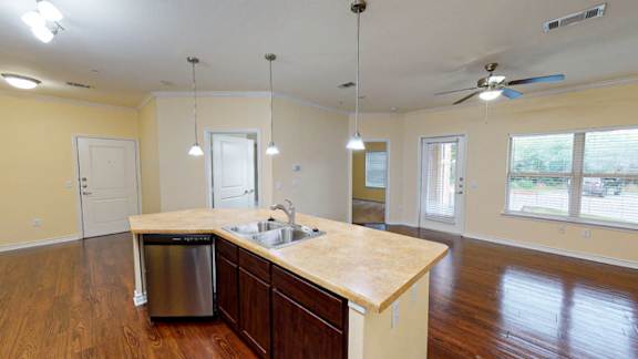A kitchen with a dishwasher and a sink.