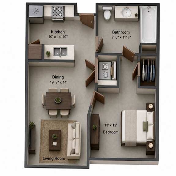 Floor Plan  Floor plan 1x1 745 sq. ft. at The Ellison, Layton, UT, 84041