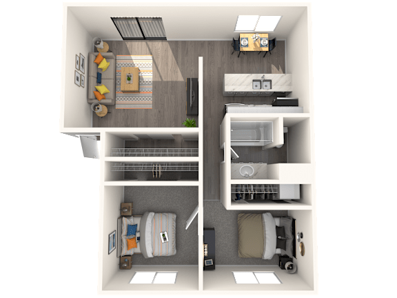 Floor Plan  2 bed 1 bath at Park Station Apartments, Midvale, Utah