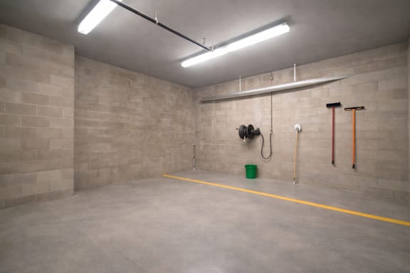 Private garage parking space with storage options at The Ponds at Heritage Place Apartments, Sartell