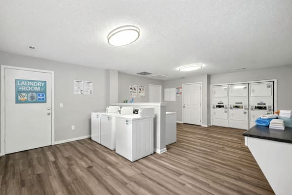 Laundry room with washer and dryer.