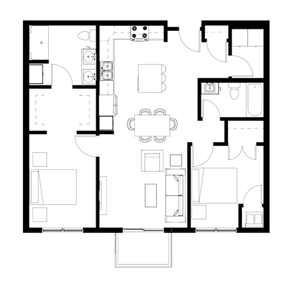 A black and white image of a floor plan for a house.