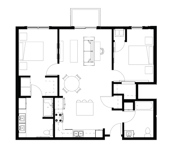 A black and white image of a floor plan for a house.
