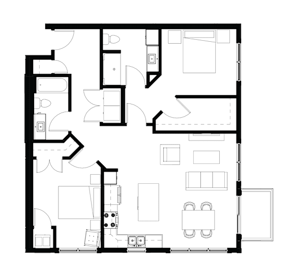 A black and white image of a floor plan for a house.