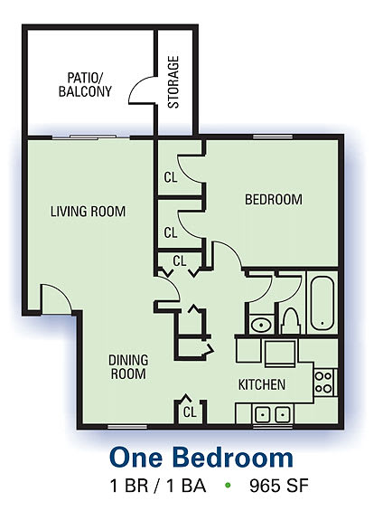 Aspen Pointe - One Bedroom Floor Plan